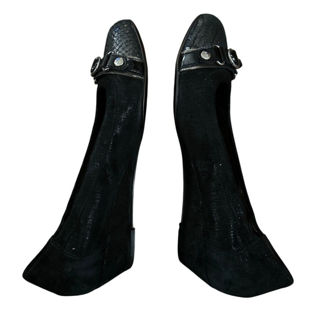 Women 39.5 AGL Attilio Giusti Leombruni Italy Black Ballet Wedge Shoes Flats - Picture 6 of 10